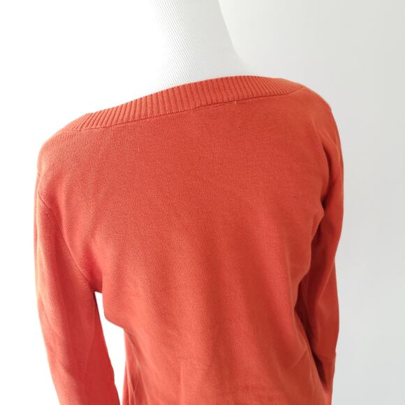Loft Pima Cotton Scoop Neck Sweater Orange Small - Picture 4 of 9